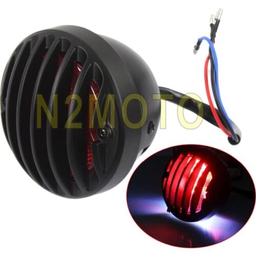 Motorcycles Custom LED Black Taillights License Plate Light Grill Brake Lamp for Harley Chopper Bobber Cafe Racer Universal