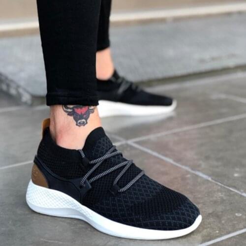 BA0001 Fly Rahat Yüksek Taban Siyah Beyaz Erkek Spor Ayakkabı Günlük Giyilir Türkiye'de Üretildi Kaliteli Ürün Hızlı Kargo Şık