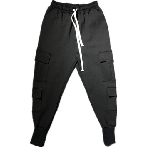 Owen Seak Men Casual Cargo Pants high Street Wear Mens Clothing Sweatpants Spring Cross Black Pants