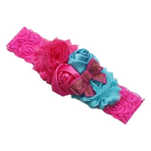 2018 new baby newborn infant headband rose hair band flower Sequins Bows lace elastic headbands toddler girls hair accessories