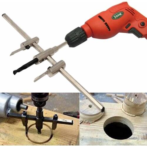 FNICEL New Woodworking Reamer 30-300mm Adjustable Metal Wood Circle Hole Saw Drill Bit Cutter Kit DIY Tool