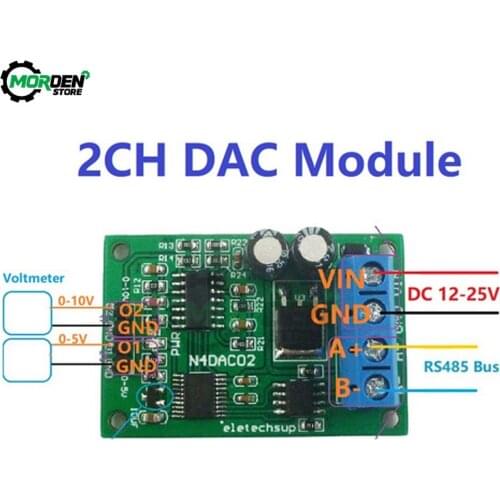 New DC 12V 2CH DAC Module 0-5V 0-10V PWM to Voltage Analog Converter RS485 Modbus RTU Board Power Supply Dropship