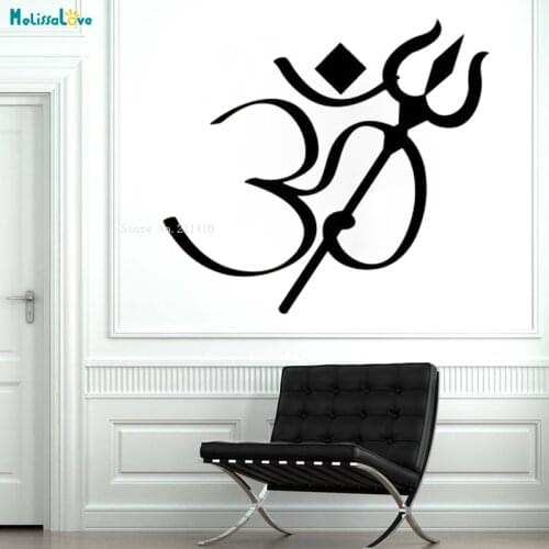 Om Symbol Vinyl Wall Decal Trishula Hinduism Room Self-adhesive Home Living Interior Stickers Art Mural Decoration YT1350