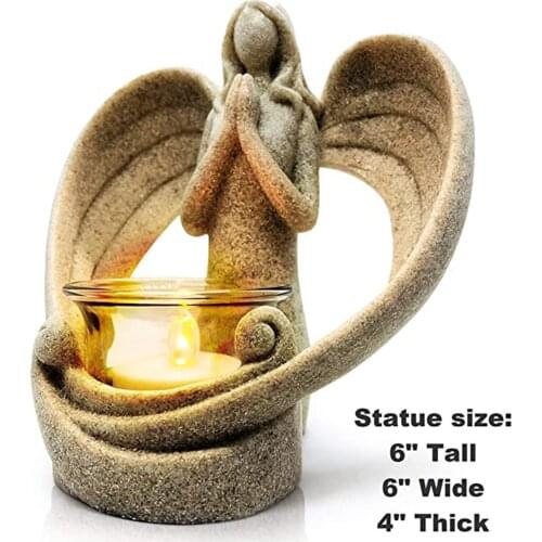 Angel Candle Holder Angel Figurines Craft Resin Sympathy Gift In Memory Of Loved One Angel Statue Candle Holders Home Decoration