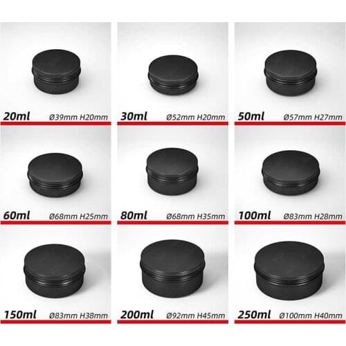 1Piece Empty Aluminum Jars Black Refillable Cosmetic Ointment box Cream Lip Balm Containers Nail Derocations Storage Tools