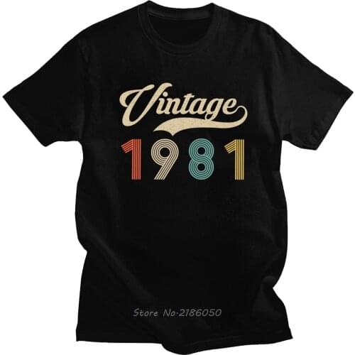 Retro Vintage 1981 39th Birthday Tshirt Men Pre-shrunk Cotton Classic 39 Year Old Tees Short Sleeve Casual T Shirt Harajuku Gift