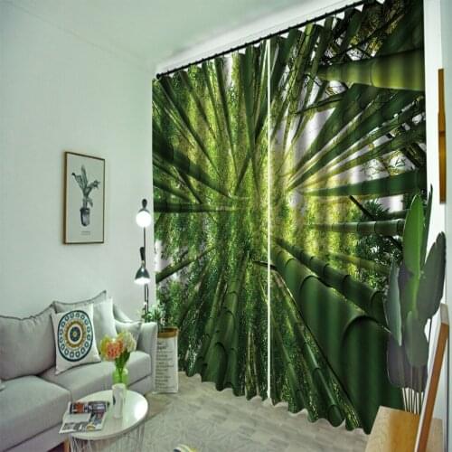 Luxury Blackout 3D Window Curtains For Living Room Bedroom green bamboo curtains soundproof windproof curtains