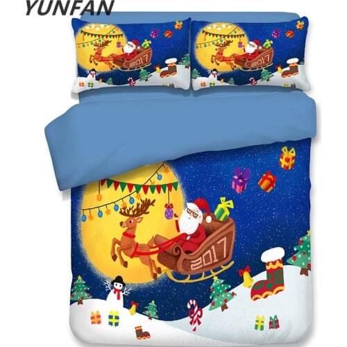 Christmas Bedding Sets Cartoon 3D Duvet Cover sets New Year Gift Bedding Cover Pillowcase Single Full Queen King blue bedclothes