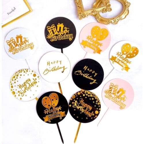 Happy Birthday Acrylic Cake Topper Gold Double Layer Gift Box Cake Topper for Girls Birthday Party Cake Decorations Baby Shower