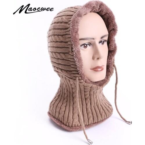 Hat Scarf Unisex Woman man Warmer Knitted Thick Skullies Winter Tube Neck Scarf Function Bike Skiing Beanies Warm Cap Cycling