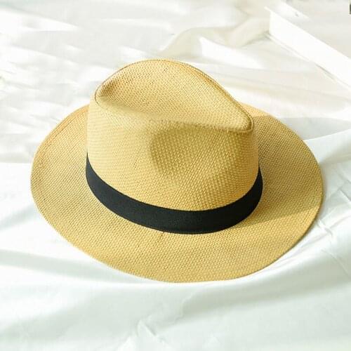Sun Hat Summer Solid Color Fashion Summer Travel Topee Round Holiday Sun Hat Beach Cowboy Hat Straw Braided Sunhat For Men
