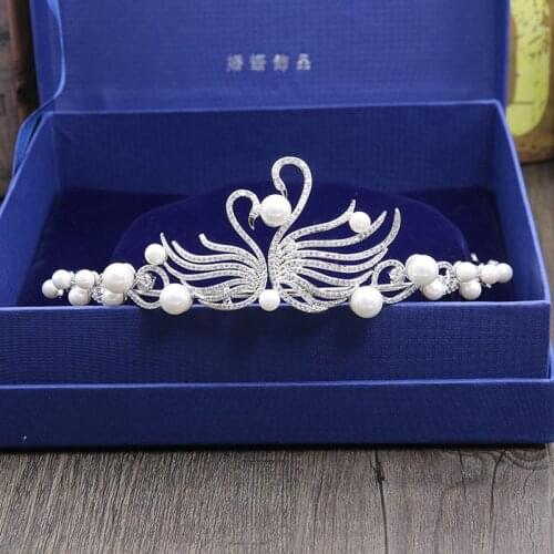 Red Trees High Quality Swan Shape Wedding Crown For Brides Luxury Cubic Zircon Hair Accessories couronne de mariage