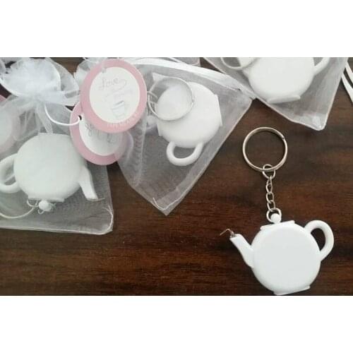 Wedding Favors and Gift Love is Brewing Teapot Measuring Tape Keychain Party Favor Souvenir