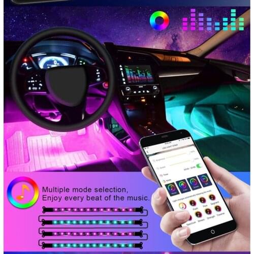 Car Interior Atmosphere LED Strip Light Neon Music Sound Control Multiple lighting RGB LED Decorative Car Light Tv Backlight