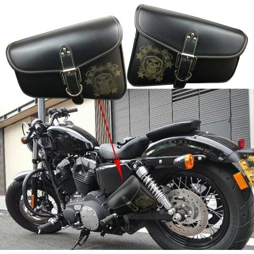 Universal Accessories Triangle Synthetic Leather Motorcycle Side Saddle Bag for Cafe Racer ATV For Harley Sportster XL 883/1200