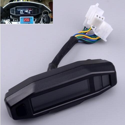 Universal LCD Digital Motorcycle Multi Gauge Bar Speedometer Odo Tachometer Gear Indicator Black