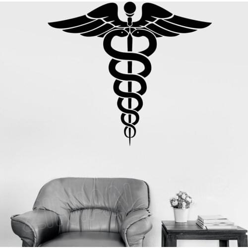 Caduceus Vinyl Wall Decal Medicine Pharmacy Healthcare Art Decals Ancient Greece Symbol Stickers Home Decoration Wallpaper D034