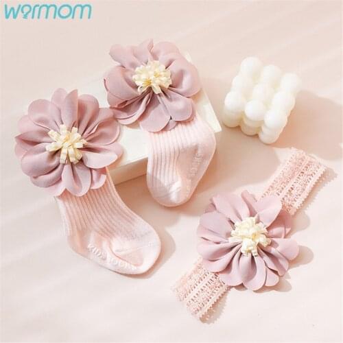 Warmom Baby Hair Band Socks Gift Box Set Princess Style Baby Tube Socks 100 Days Full Moon Gift Cute Super Cute Hair Ornaments