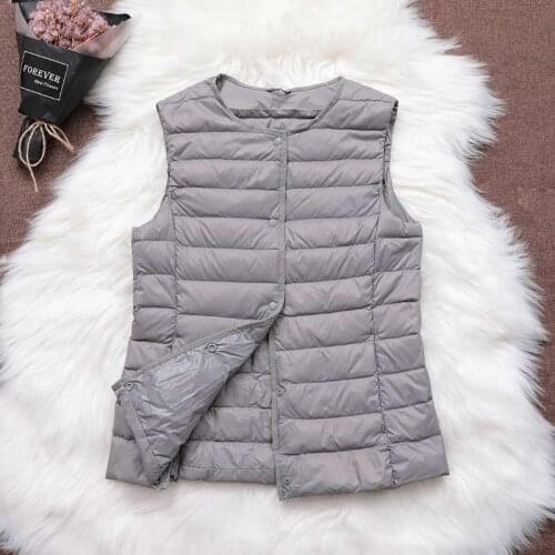 90% Ultra Light White Duck Down Women Vest Thin Coat Women Duck Down Sleeveless Jacket V Collar Or O Collar Coat