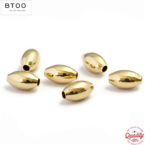 100% 14K Gold Filled Oval Beads 5MM/6MM Gold Beads for Jewelry Making Handmde DIY Accessories Gold Jewelry Findings
