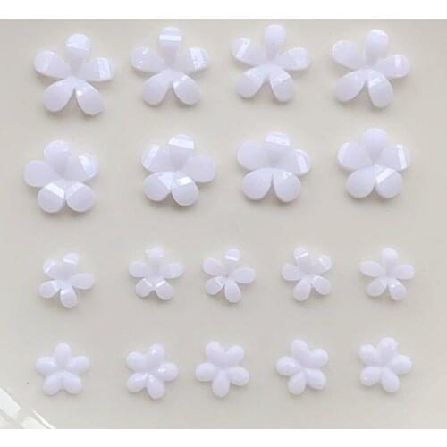 100pcs White Flower Resin Flat Back DIY Jewelry Accessories Wedding Decoration Nail Art Decoration scrapbooking embellishments