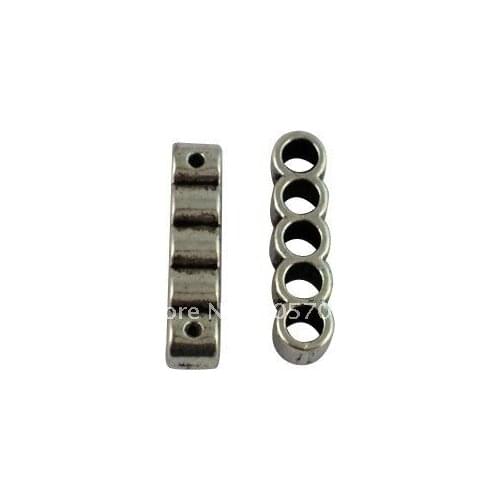 160Pcs Tibetan Silver Color 5-holes spacer bar A15175