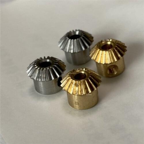 2PCS 1:1 Bevel gear 0.5M 20T 3 mm Bore hole diameter Transmission drive M3 jackscrew Brass copper / steel bevel gear