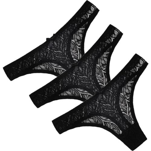 3 Pcs Set Ladies Thong Panties See Through Women Sexy g-strings Christmas gifts Bikini Lingerie Lace Underwear Tanga Mujer