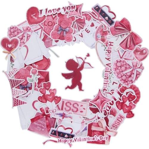 56pcs Waterproof Red Happy Valentines Day Sticker Pack Watercolor Sweet Love Romantic Sticker for Laptop Planner Letter Card