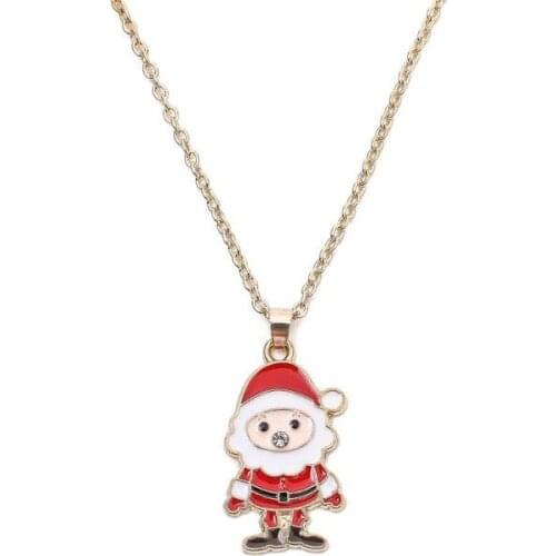 9 Style Christmas Necklace Children Christmas Elk Santa Necklace Christmas Jewelry For Women Girls Cartoons Gift 2020