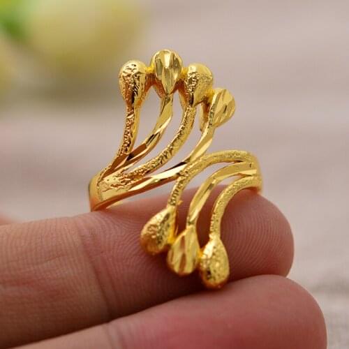 Annayoyo Manual Gold Color Geometric women accessories rings Gold Color jewelry Ring women birthday gift