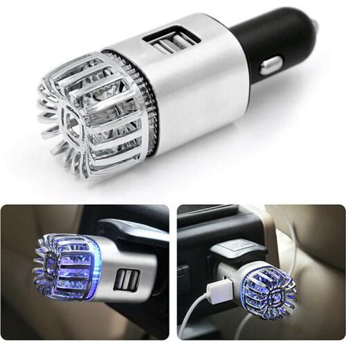 Cornmi 2 in 1 Car Accessories Dual USB Fresh Ionic Air Purifier Oxygen Bar Ozone Ionizer Cleaner