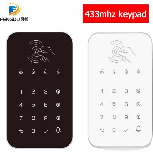 Wireless Touch Keyboard RFID Card Arm Or Disarm 433MHz Password Keypad For Smart Home Alarm Host Tuya Wifi GSM Alarm System