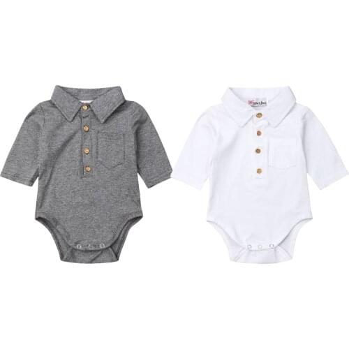 Baby Summer Bodysuit Kids Boys Girls Solid Button Front Cotton Bodysuits Toddler Short Seeve Jumpsuit Sunsuit Clothes 0-18M