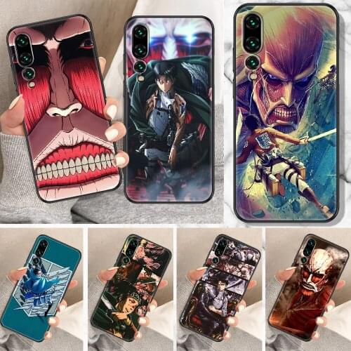Attack on Titan Anime Phone Case For Huawei P Mate P10 P20 P30 P40 10 20 Smart Z Pro Lite black fashion back 3D cover pretty