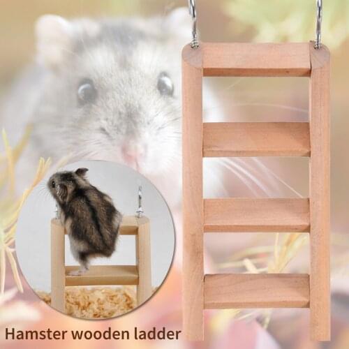 Wooden Climbing Ladder - Hamster Playground Activity Toy, Wood Cage Hanging Ladder for Mouse, Chinchilla, Rat, Gerbil, Dwarf Ham