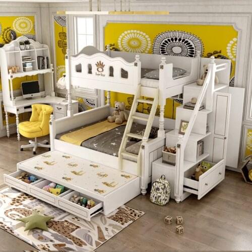 Solid wood childrens bed high and low bed bunk princess bed multi-function two-story