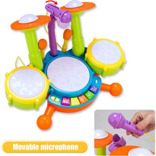 Kids Drum Musical Instruments Baby Drum Set Piano Drum Set With 2 Sticks Kids Early Educational Toys Infant Music Toys