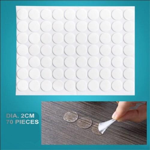 Dia. 2cm x 70 pieces / 1x Sheet Powerful Double Sided Adhesive Tape Pad Sticker Acrylic Traceless Round