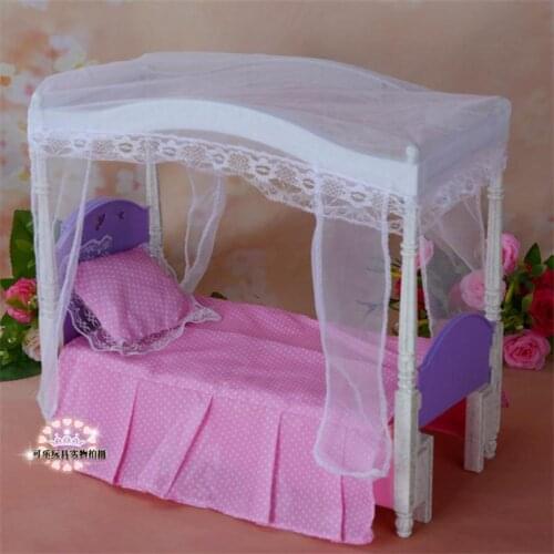 For Barbie Doll Furniture Accessories Plastic Toy Light music Dream Princess Bed Set Bed Room Play House Holiday Gift Girl DIY