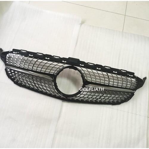 For M-B C-class W205 diamond radiator ABS silver black grille grill for C180 C200 C250 C300 C400 2015+ sports version
