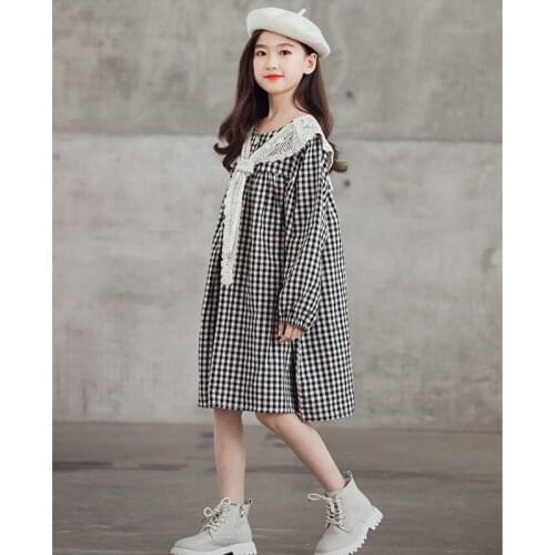 Teen Girls Autumn Elegant Cotton Plaid Dress 8 10 11 12 13 14 years