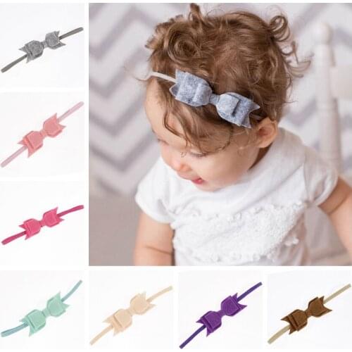 Yundfly Newborn Felt Bow Elastic Headband Kids Baby Handmade Hair Bow Hair Bands Headwear Girls Birthday Gift Photo Props
