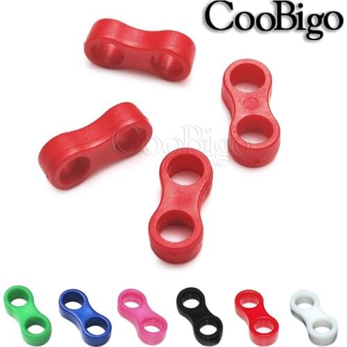 Cord Lock Ends Toggles Stopper Slider Clips Plastic 2 Holes Outdoor Camp Tent Kits Backpack Boots Paracord Masks Colorful 100pcs
