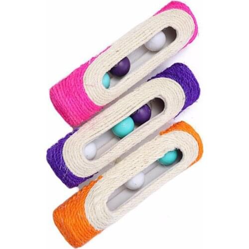 1x Color Random Cat interactive Training Scratching Toy Cat Scratcher Rolling Tunnel Sisal Ball Trapped With 3 Ball Toys 10200E