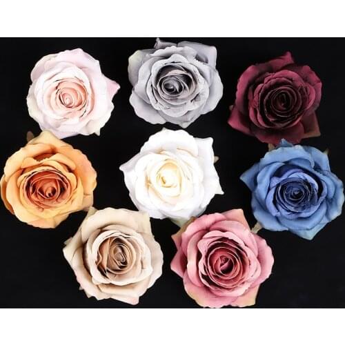 30pcs Artificial Flowers Silk Roses Head Christmas Decorations for Home Wedding Decorative Flowers Wreaths Bridal Accessories