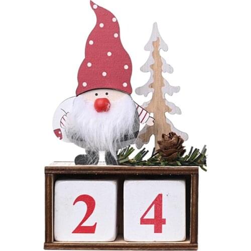 Christmas Calendar Wooden Santa Gnome Tree Countdown Calendar Ornament Xmas Party Decor Advent Calendar