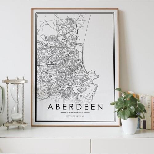 ABERDEEN city map Nordic Living Room Decoration Canvas Poster Modern Home Decor Art Print Painting