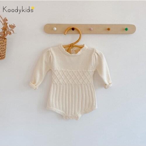 Koodykids 2021 Spring Baby Girl Knitting Bodysuits Toddler Girl Knitted Rompers Infant Clothing Spring Knitted Rompers Autumn