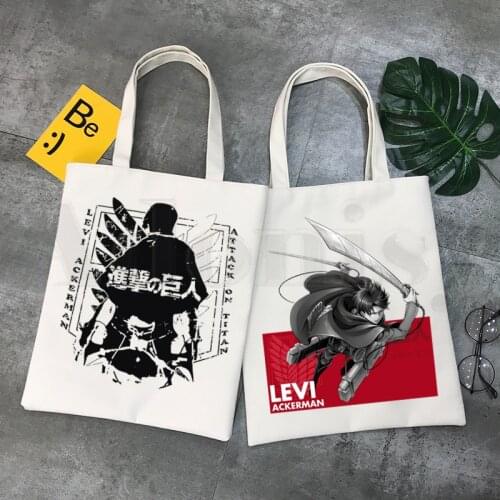 Levi Ackerman Anime Attack on Titan Levi Rivaille Handbags Shoulder Bags Casual Shopping Girls Handbag Women Elegant Canvas Bag